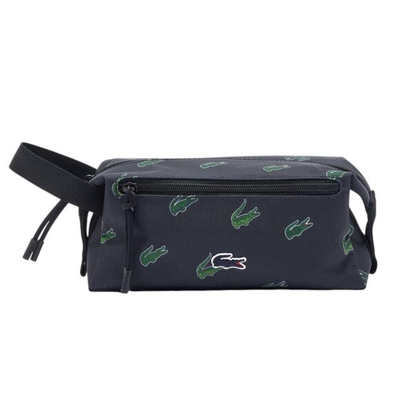 Lacoste Coated Canvas Printed Toiletry Bag, Dark Sapphires - Picture 1 of 11